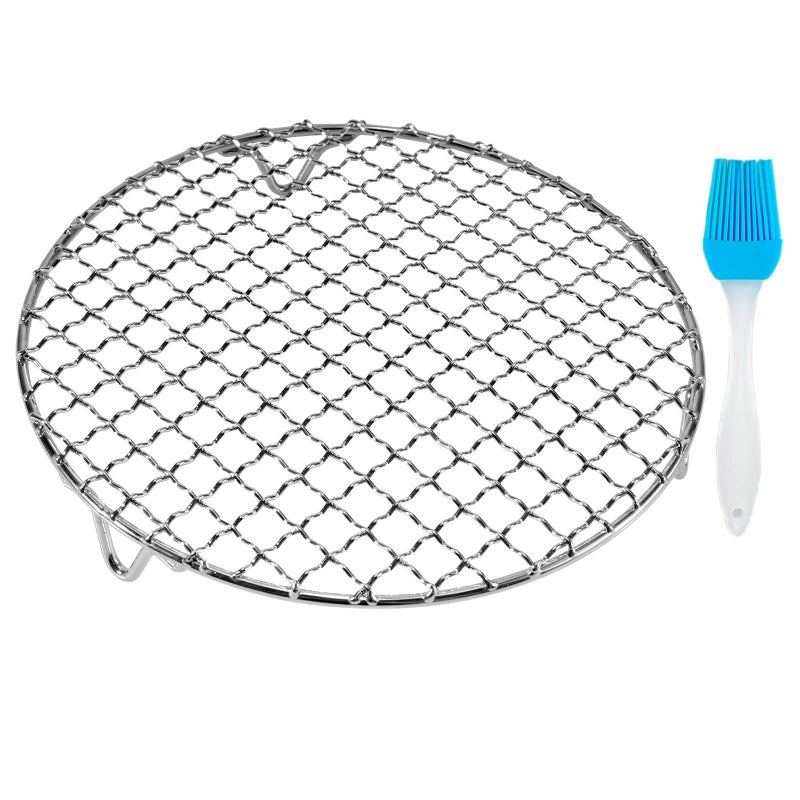 Fivebop Round Cooling Rack Stainless Steel Cross Wire Barbecue Grill Net Racks with 3 Legs for Cooking Baking Steaming (13.7 inches) - Image 1